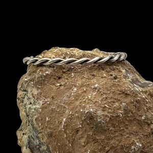 Navajo Native American Handmade Sterling Silver Rope Cuff Bracelet 6.25"